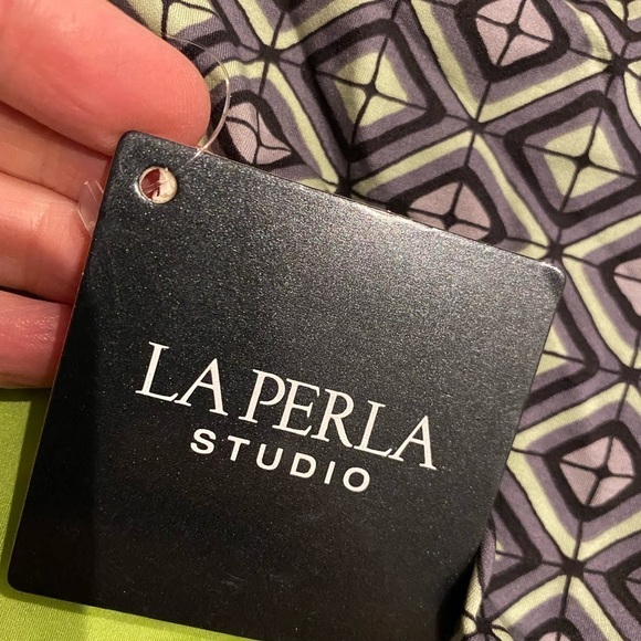 La Perla Bikini Bottom NWT Gray Geo Print Lime Green Size 8 - Picture 7 of 9